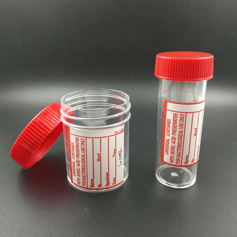 Urine Container, with boric acid, with label, red cap - Labchem Catalog
